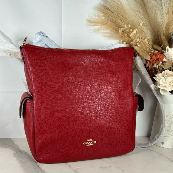 Coach Pennie Vibrant Red Leather Hobo Hand Shoulder Large Bag NWT - Picture 4 of 14